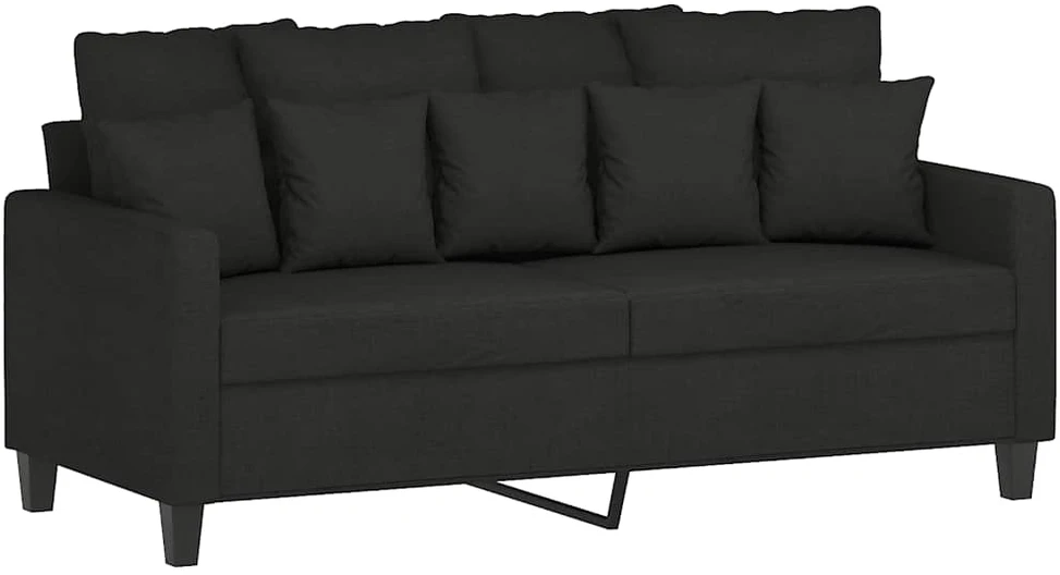 Sofa Sofos komplektas su pagalvėlėmis, 2 dalių, juodas, audinys