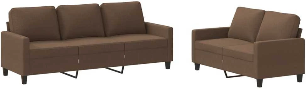 Sofa Sofos komplektas su pagalvėlėmis, 2 dalių, rudas, audinys