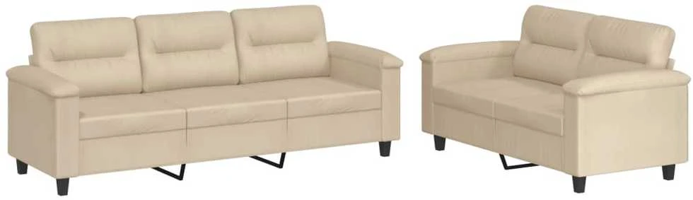 Sofa Sofos komplektas su pagalvėlėmis, 2 dalių, kreminis, audinys