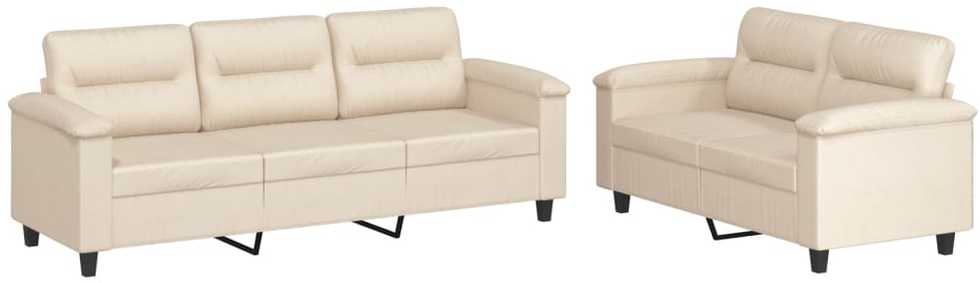 Sofa Sofos komplektas su pagalvėlėmis, 2 dalių, smėlio, audinys