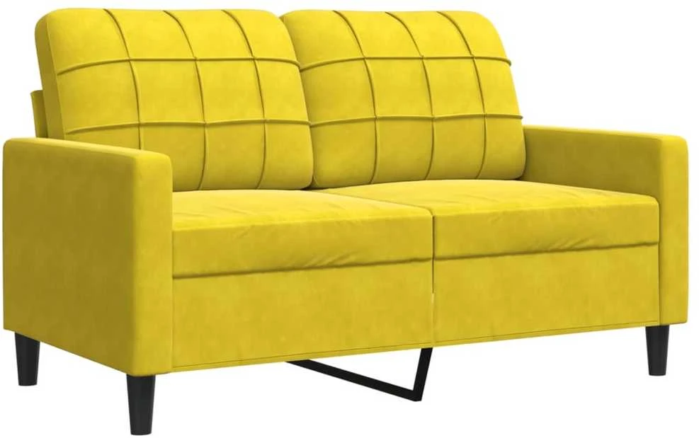 Sofa Sofos komplektas su pagalvėlėmis, 2 dalių, geltonas, aksomas