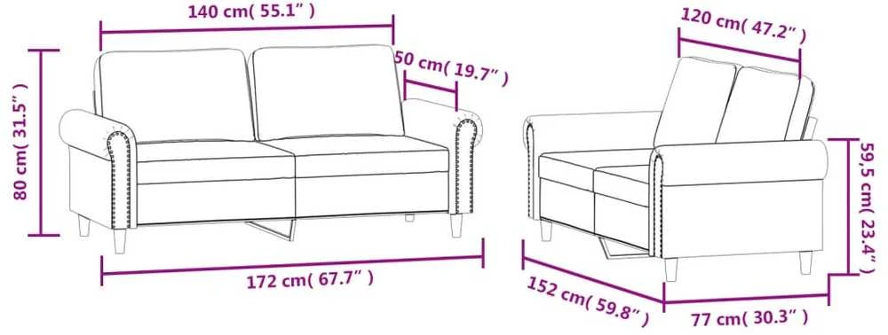 Sofa Sofos komplektas su pagalvėlėmis, 2 dalių, rožinis, aksomas