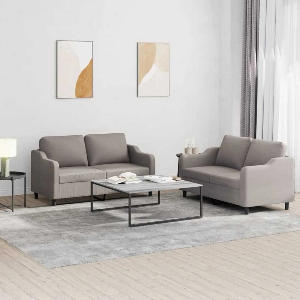 Sofa Sofos komplektas su pagalvėlėmis, 2 dalių, taupe, audinys