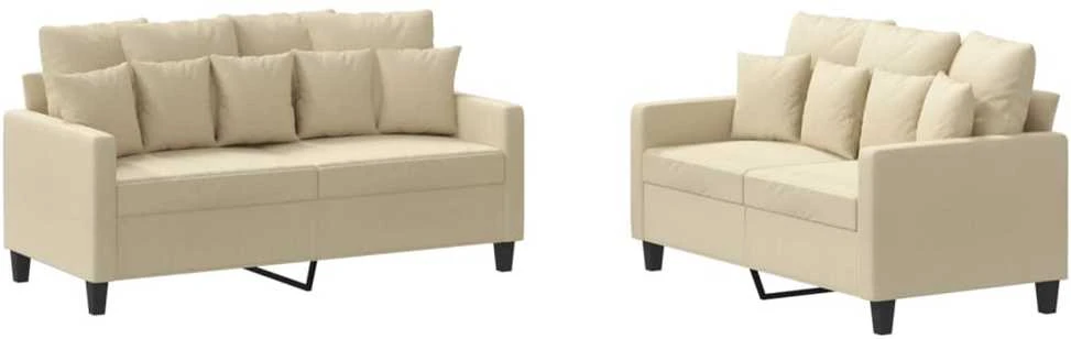 Sofa Sofos komplektas su pagalvėlėmis, 2 dalių, kreminis, audinys