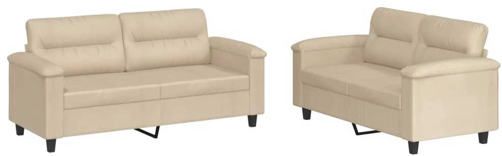 Sofa Sofos komplektas su pagalvėlėmis, 2 dalių, kreminis, audinys