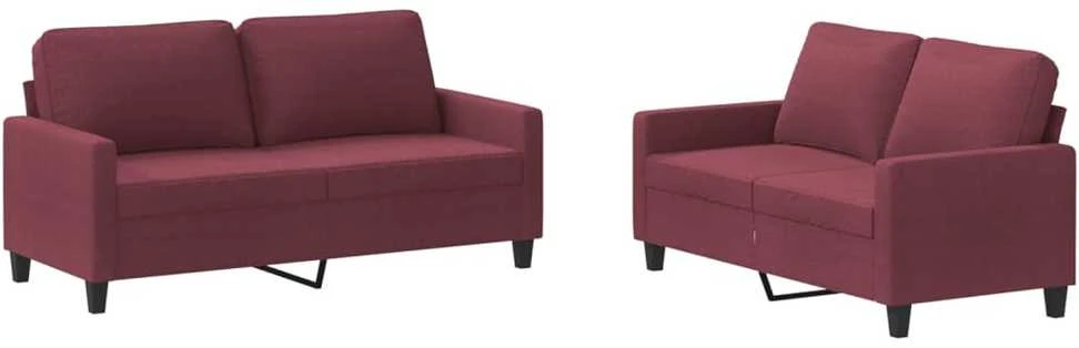 Sofa Sofos komplektas su pagalvėlėmis, 2 dalių, vyno, audinys
