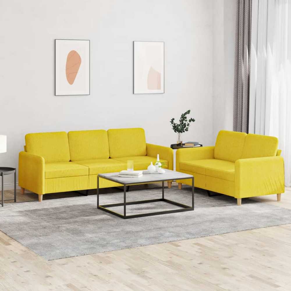Sofa Sofos komplektas su pagalvėlėmis, 2 dalių, geltonas, audinys
