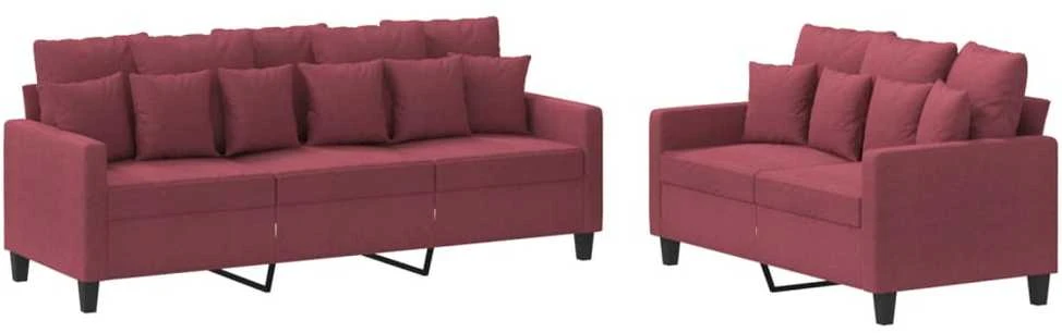 Sofa Sofos komplektas su pagalvėlėmis, 2 dalių, vyno, audinys