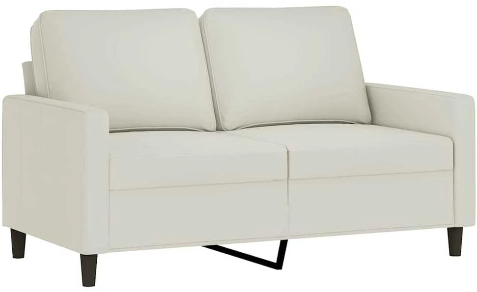 Sofa Sofos komplektas su pagalvėlėmis, 2 dalių, kreminis, aksomas