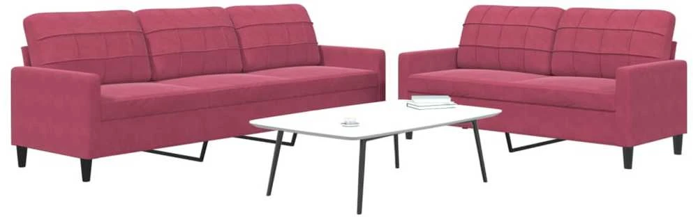 Sofa Sofos komplektas su pagalvėlėmis, 2 dalių, vyno, aksomas