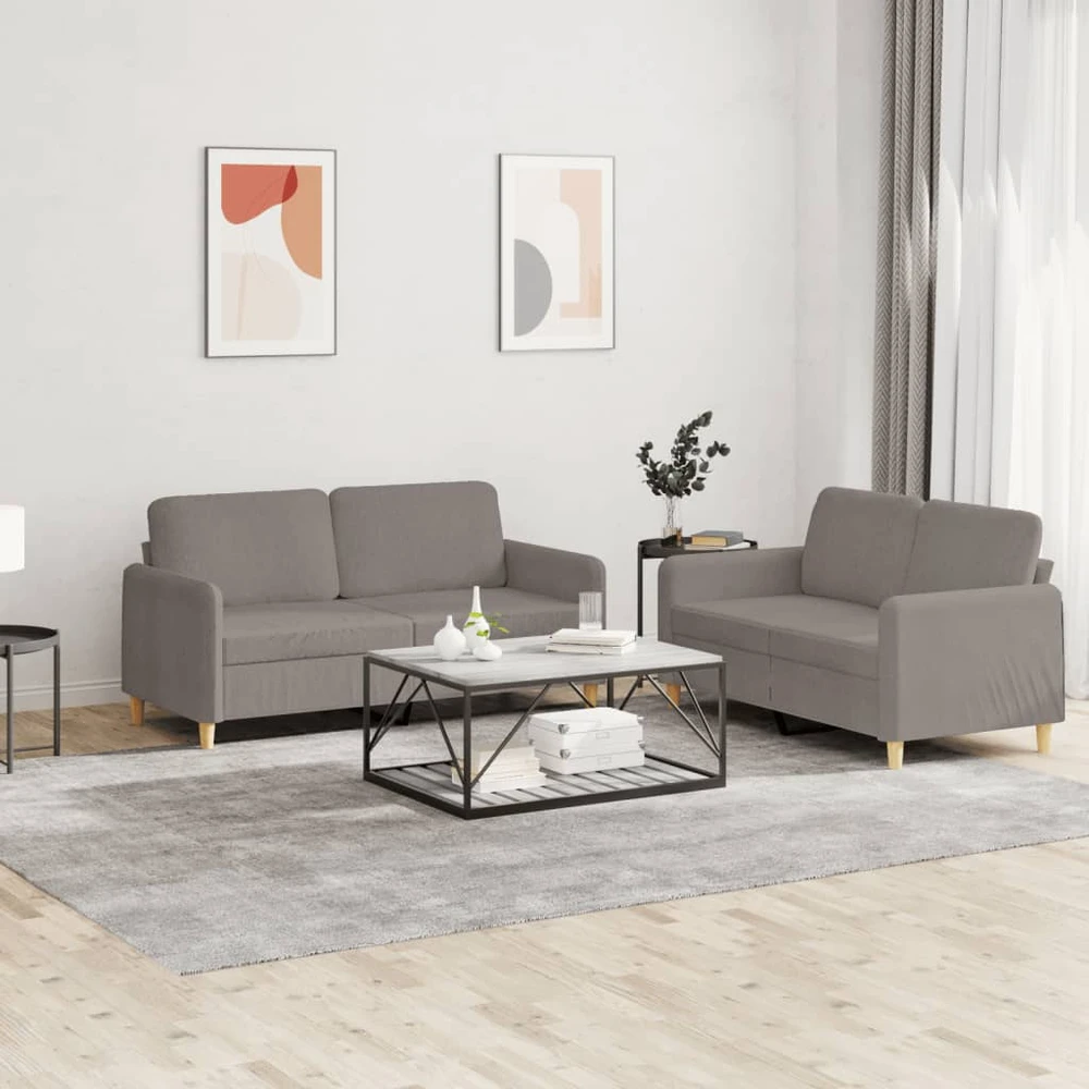 Sofa Sofos komplektas su pagalvėlėmis, 2 dalių, taupe, audinys