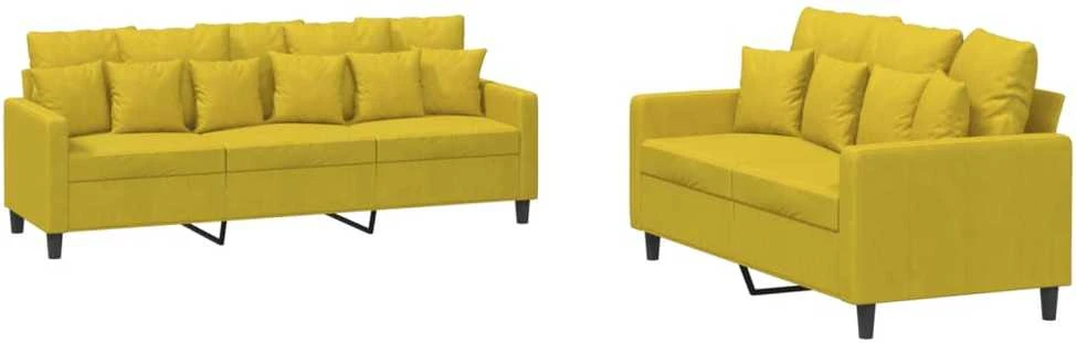 Sofa Sofos komplektas su pagalvėlėmis, 2 dalių, geltonas, aksomas