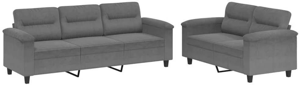Sofa Sofos komplektas su pagalvėlėmis, 2 dalių, pilkas, audinys
