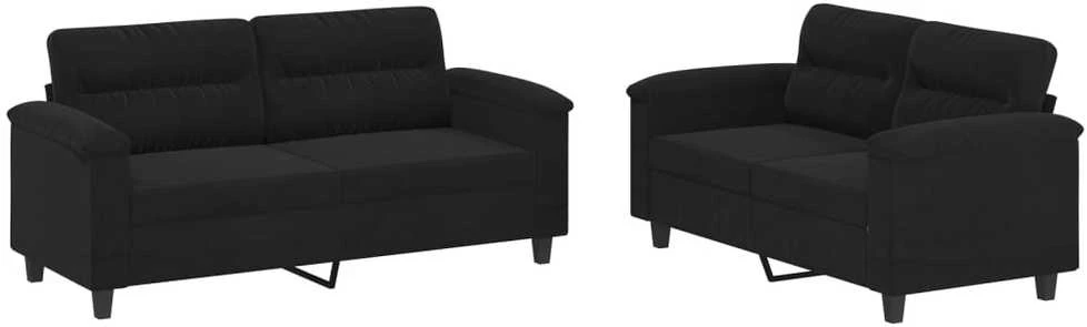 Sofa Sofos komplektas su pagalvėlėmis, 2 dalių, juodas, audinys