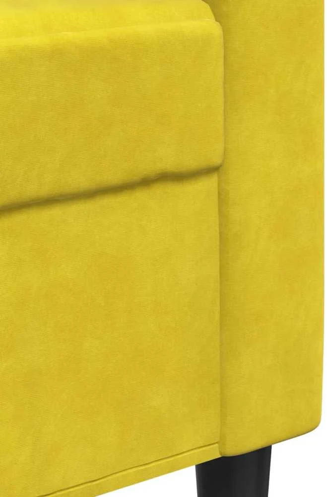 Sofa Sofos komplektas su pagalvėlėmis, 2 dalių, geltonas, aksomas