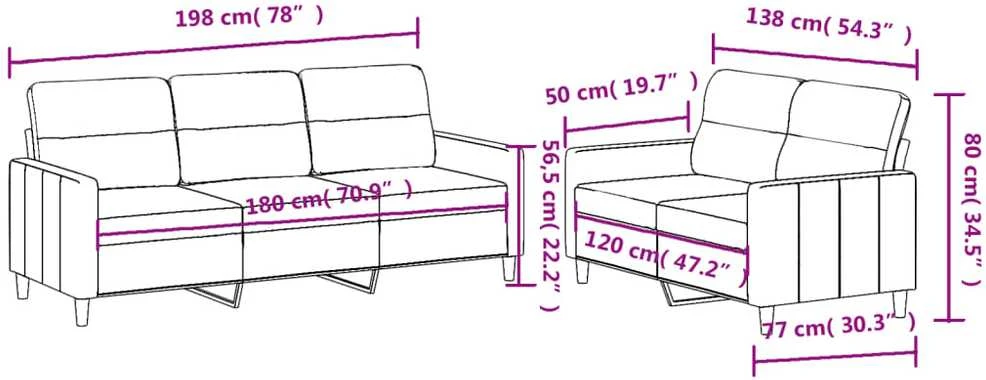 Sofa Sofos komplektas su pagalvėlėmis, 2 dalių, pilkas, audinys