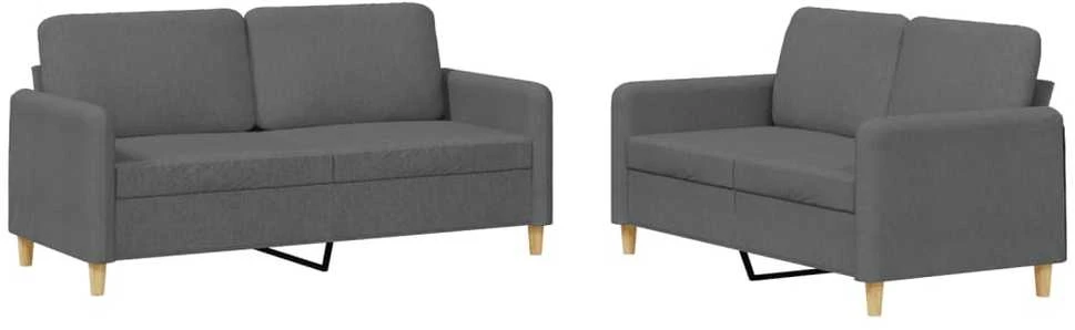 Sofa Sofos komplektas su pagalvėlėmis, 2 dalių, pilkas, audinys