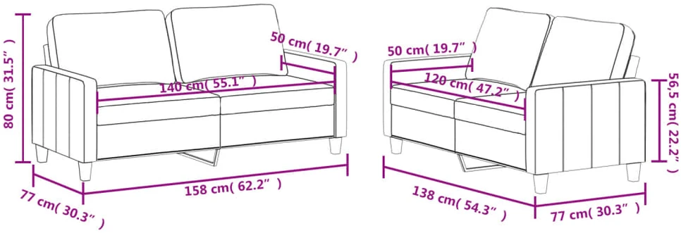 Sofa Sofos komplektas su pagalvėlėmis, 2 dalių, juodas, dirbtinė oda