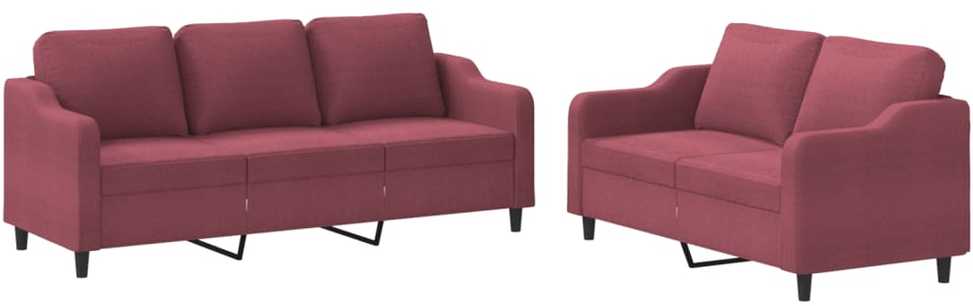 Sofa Sofos komplektas su pagalvėlėmis, 2 dalių, vyno, audinys