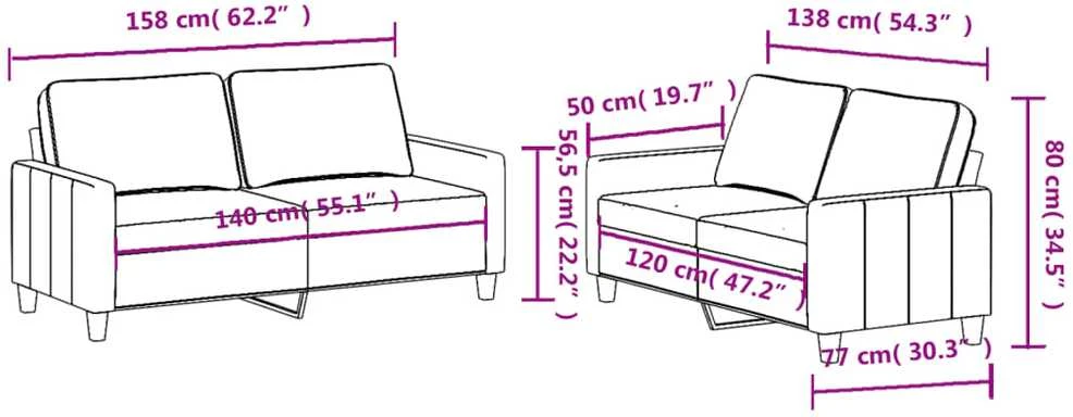 Sofa Sofos komplektas su pagalvėlėmis, 2 dalių, taupe, audinys