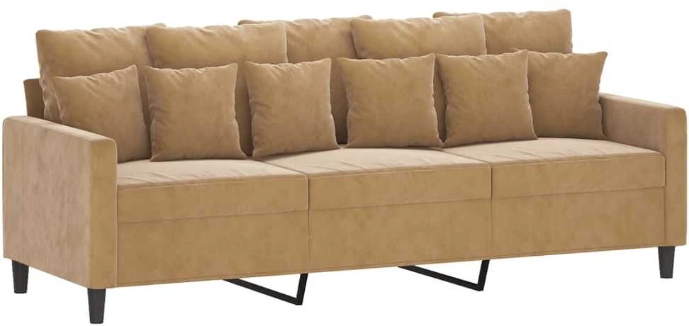 Sofa Sofos komplektas su pagalvėlėmis, 2 dalių, rudas, aksomas