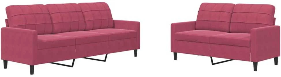Sofa Sofos komplektas su pagalvėlėmis, 2 dalių, vyno, aksomas