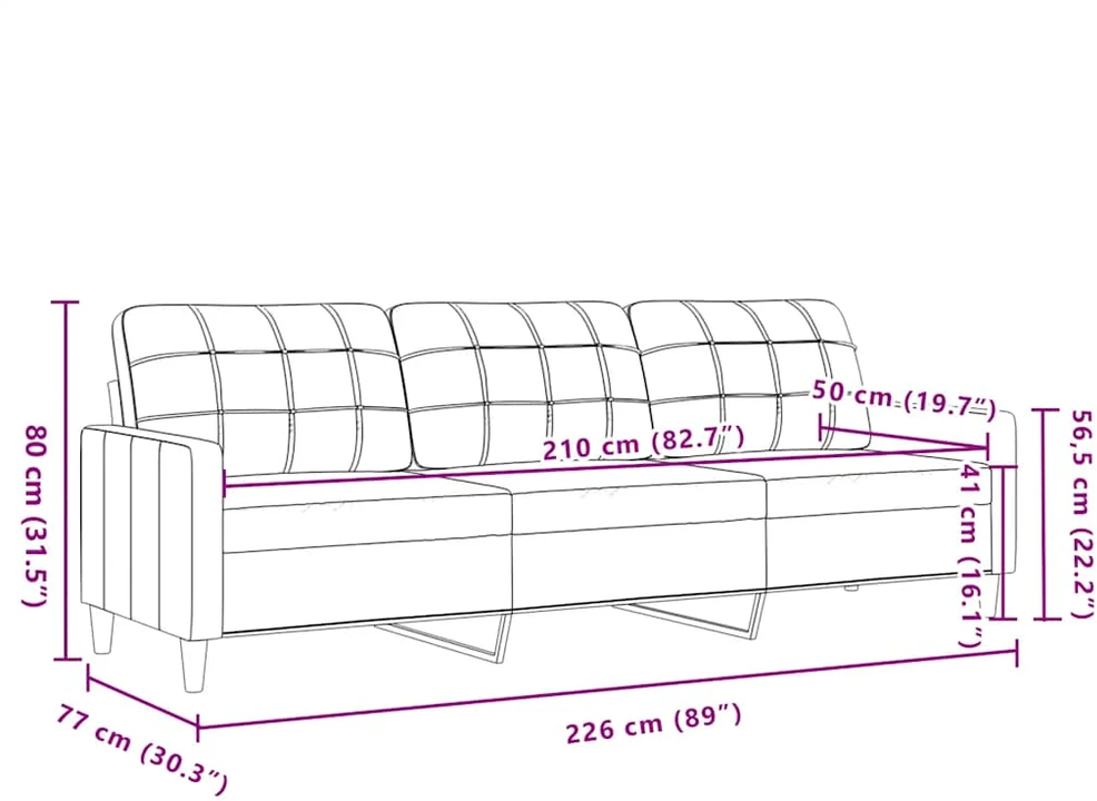 Sofa Sofos komplektas su pagalvėlėmis, 2 dalių, kreminis, aksomas