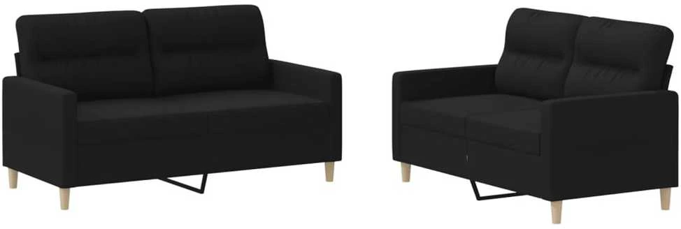 Sofa Sofos komplektas su pagalvėlėmis, 2 dalių, juodas, audinys