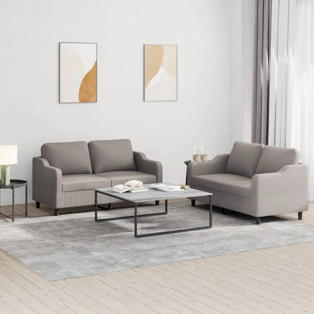 Sofa Sofos komplektas su pagalvėlėmis, 2 dalių, taupe, audinys