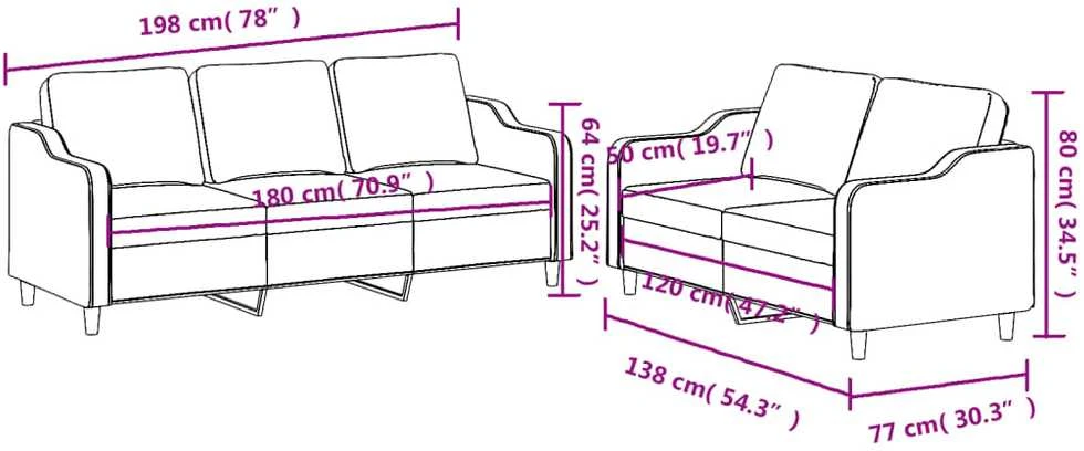 Sofa Sofos komplektas su pagalvėlėmis, 2 dalių, taupe, audinys