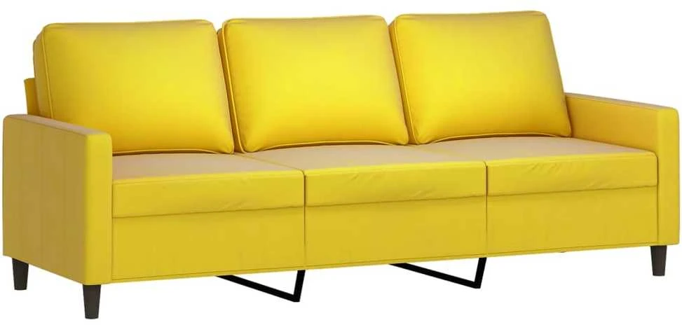 Sofa Sofos komplektas su pagalvėlėmis, 2 dalių, geltonas, aksomas
