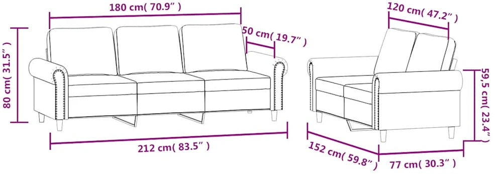 Sofa Sofos komplektas su pagalvėlėmis, 2 dalių, geltonas, aksomas