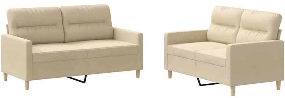 Sofa Sofos komplektas su pagalvėlėmis, 2 dalių, kreminis, audinys