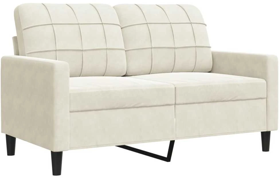 Sofa Sofos komplektas su pagalvėlėmis, 2 dalių, kreminis, aksomas