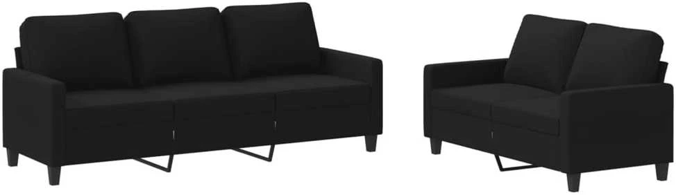 Sofa Sofos komplektas su pagalvėlėmis, 2 dalių, juodas, audinys
