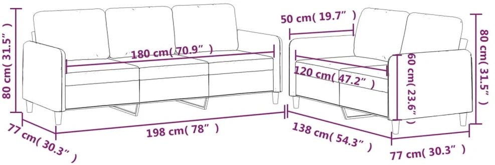 Sofa Sofos komplektas su pagalvėlėmis, 2 dalių, geltonas, audinys