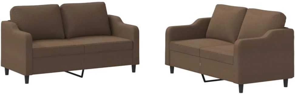 Sofa Sofos komplektas su pagalvėlėmis, 2 dalių, rudas, audinys