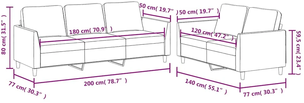Sofa Sofos komplektas su pagalvėlėmis, 2 dalių, juodas, dirbtinė oda