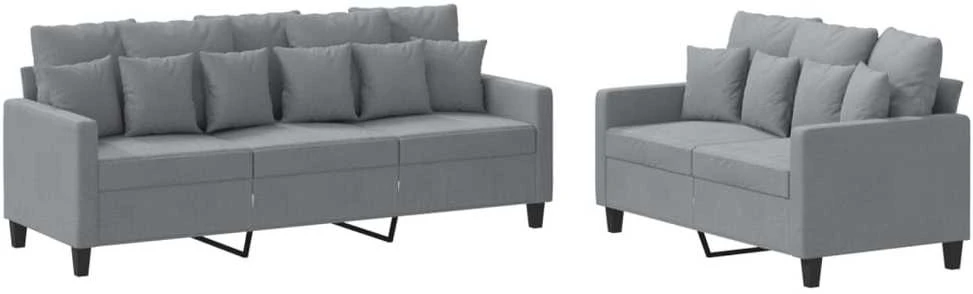 Sofa Sofos komplektas su pagalvėlėmis, 2 dalių, pilkas, audinys