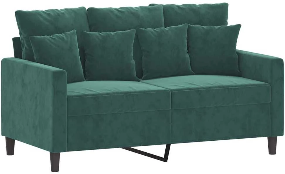 Sofa Sofos komplektas su pagalvėlėmis, 2 dalių, žalias, aksomas