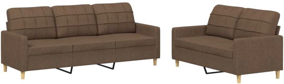 Sofa Sofos komplektas su pagalvėlėmis, 2 dalių, rudas, audinys