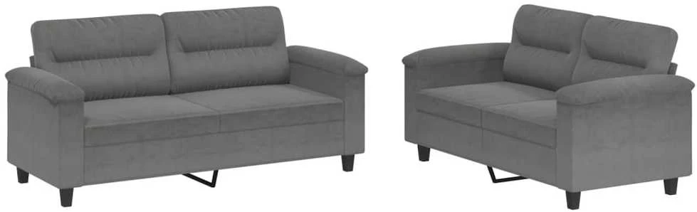 Sofa Sofos komplektas su pagalvėlėmis, 2 dalių, pilkas, audinys