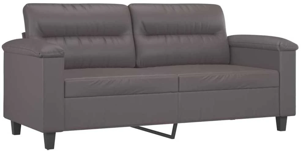 Sofa Sofos komplektas su pagalvėlėmis, 2 dalių, pilkas, dirbtinė oda
