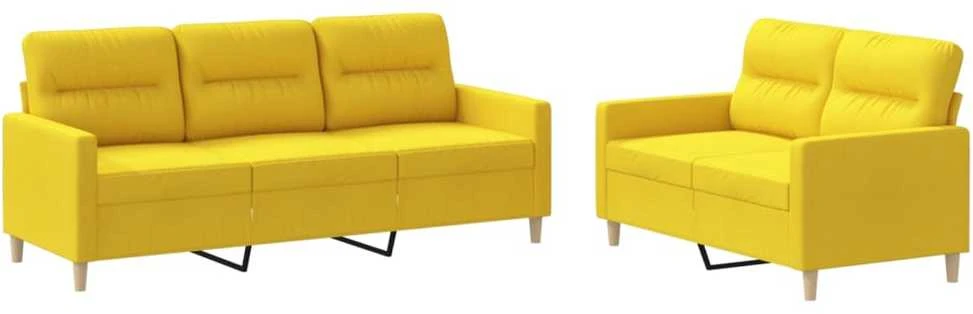 Sofa Sofos komplektas su pagalvėlėmis, 2 dalių, geltonas, audinys