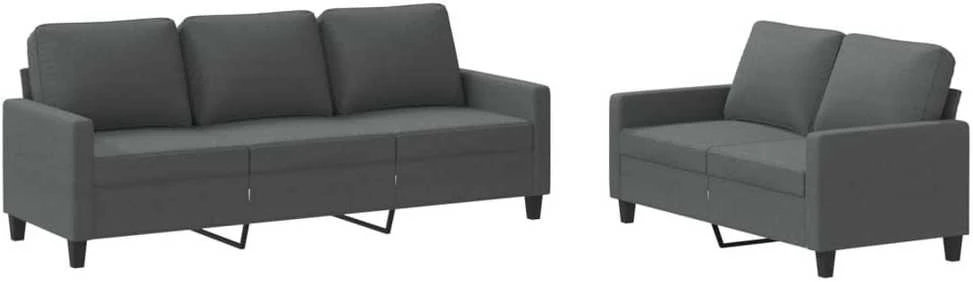 Sofa Sofos komplektas su pagalvėlėmis, 2 dalių, pilkas, audinys