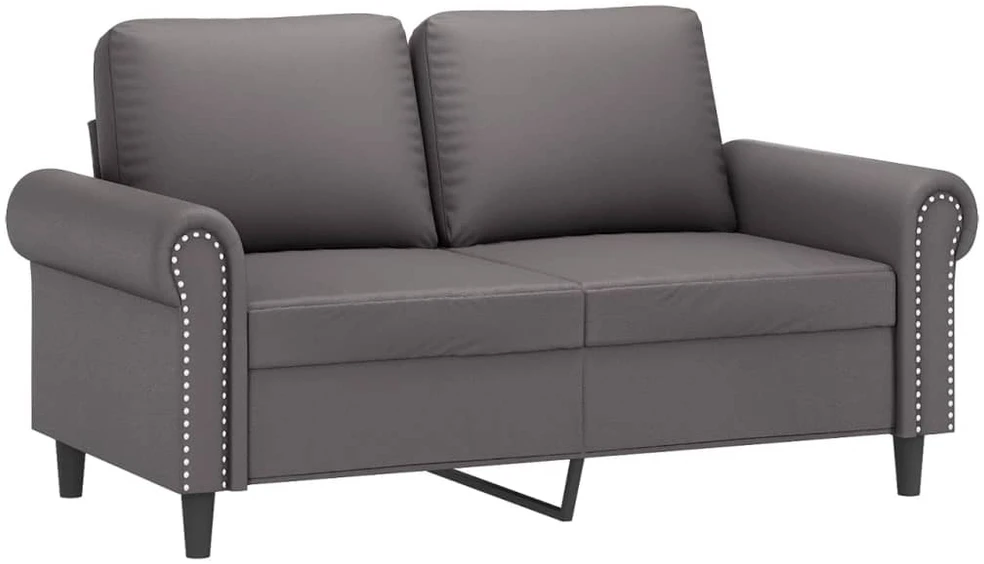 Sofa Sofos komplektas su pagalvėlėmis, 2 dalių, pilkas, dirbtinė oda