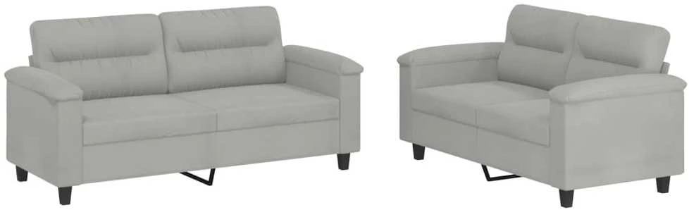 Sofa Sofos komplektas su pagalvėlėmis, 2 dalių, pilkas, audinys