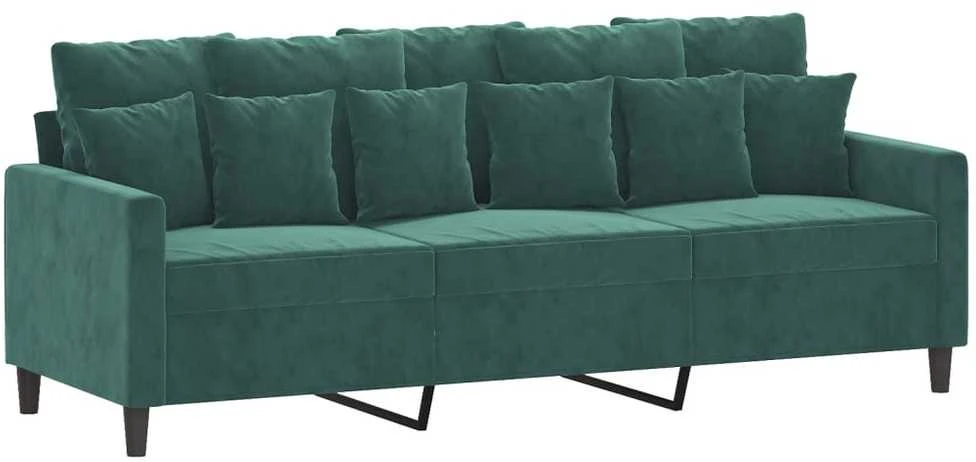 Sofa Sofos komplektas su pagalvėlėmis, 2 dalių, žalias, aksomas