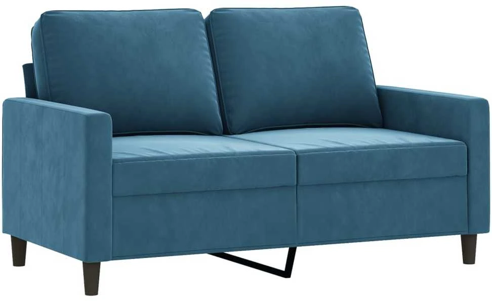 Sofa Sofos komplektas su pagalvėlėmis, 2 dalių, mėlynas, aksomas