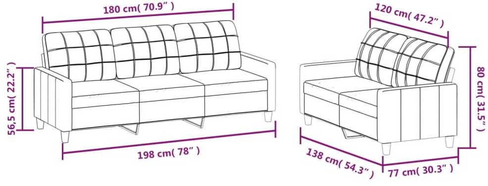 Sofa Sofos komplektas su pagalvėlėmis, 2 dalių, vyno, dirbtinė oda